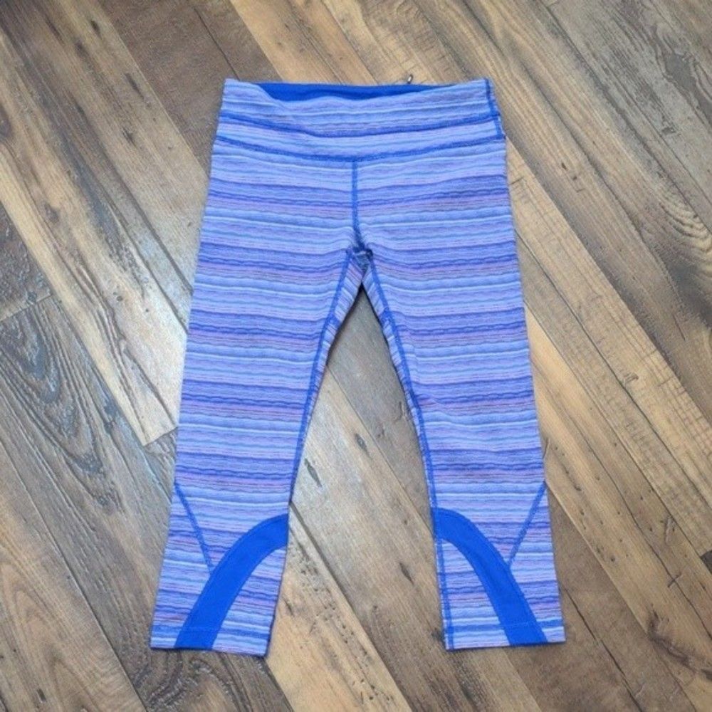 Lululemon Inspire Crop Purple Stripe Leggings
